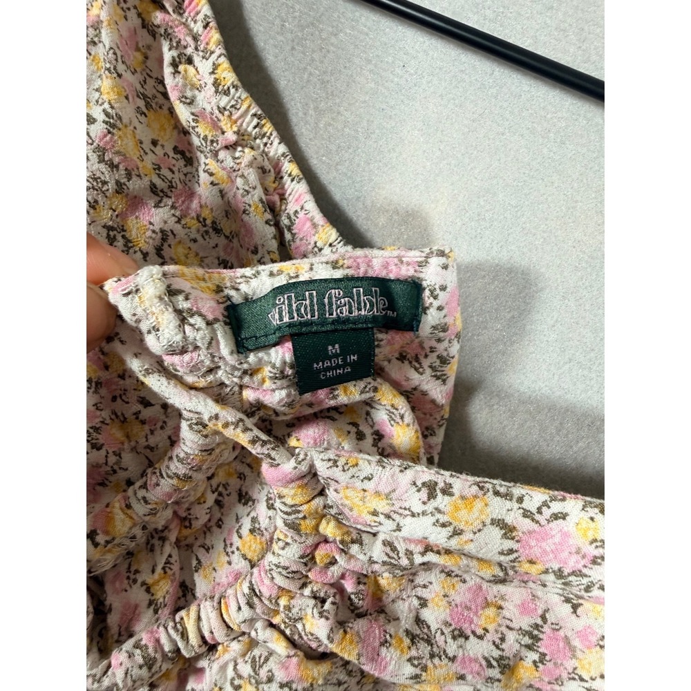 Wild Fable Floral Puff Sleeve Mini Dress Pink Yellow Cutout Back Size M - Picture 6 of 7